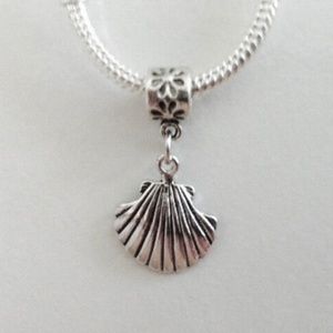 “Seashell” Sterling Silver Plated Dangling Charm For European Style Bracelets